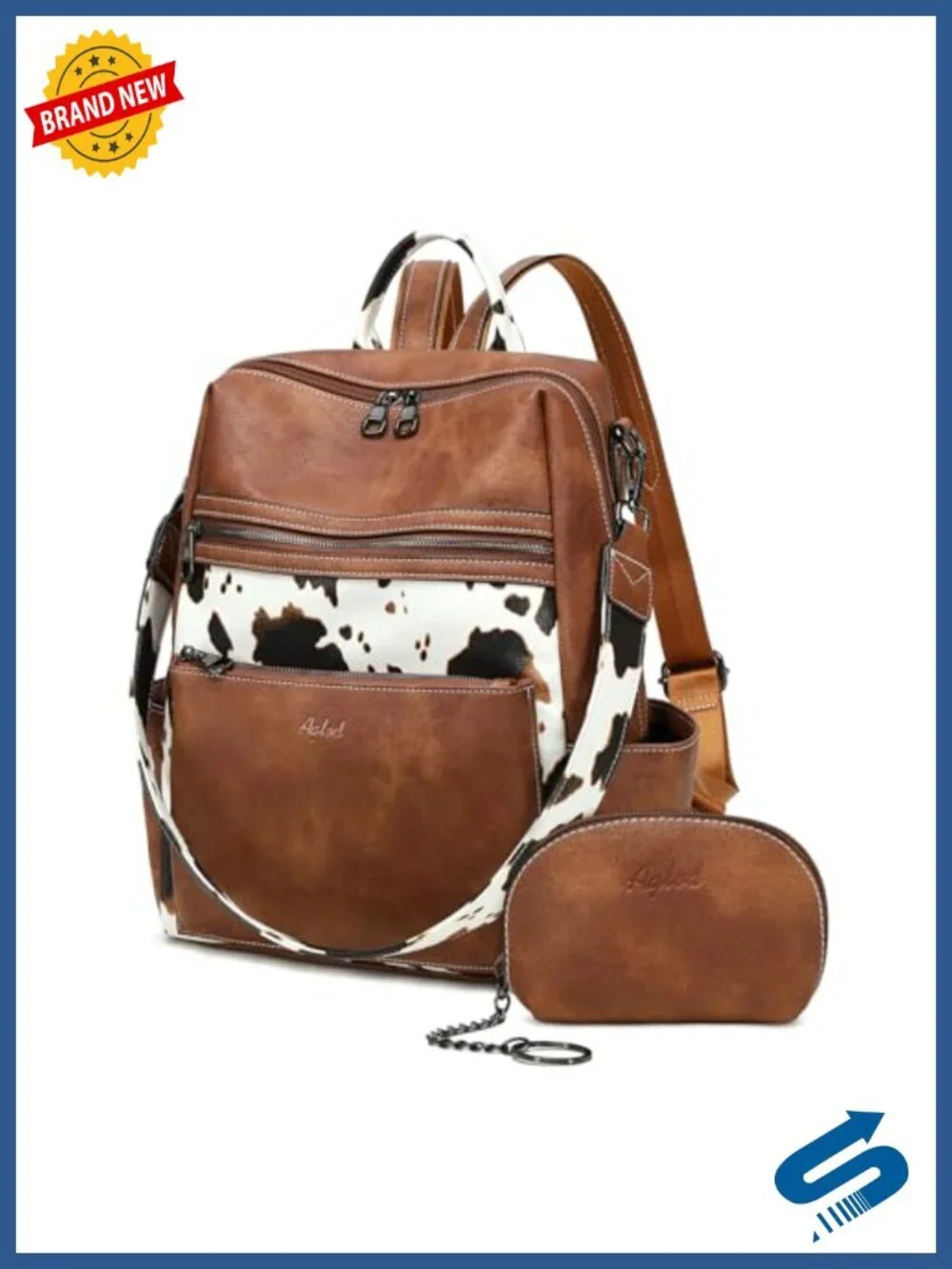 Faux Leather Fashion Backpack Purse for Women Travel Work Daypack Convertible
